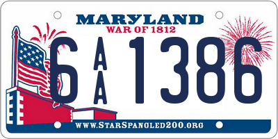 MD license plate 6AA1386