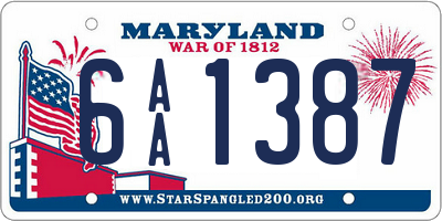 MD license plate 6AA1387