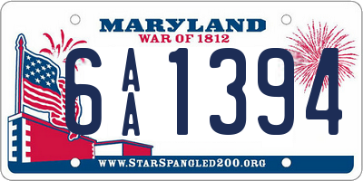 MD license plate 6AA1394