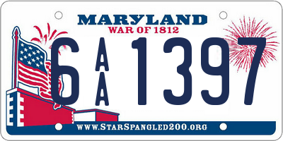 MD license plate 6AA1397