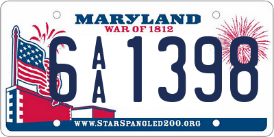 MD license plate 6AA1398