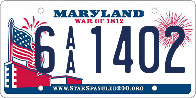 MD license plate 6AA1402