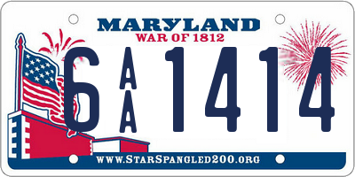 MD license plate 6AA1414