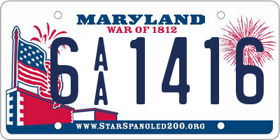 MD license plate 6AA1416