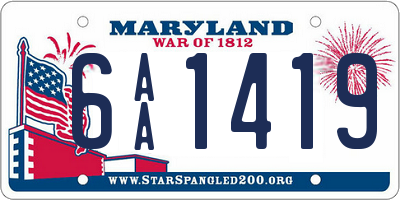 MD license plate 6AA1419