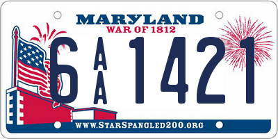 MD license plate 6AA1421