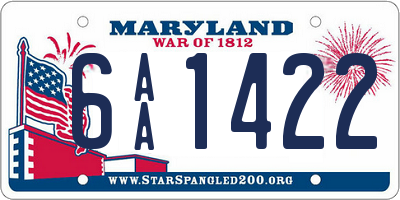 MD license plate 6AA1422