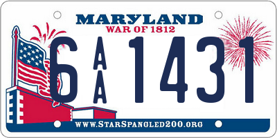 MD license plate 6AA1431