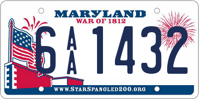 MD license plate 6AA1432