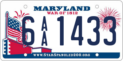 MD license plate 6AA1433