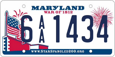 MD license plate 6AA1434