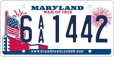 MD license plate 6AA1442