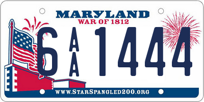 MD license plate 6AA1444