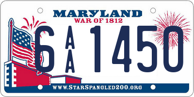 MD license plate 6AA1450