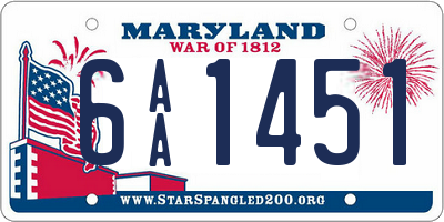 MD license plate 6AA1451