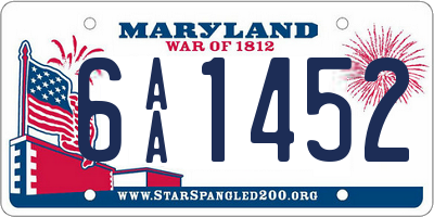 MD license plate 6AA1452
