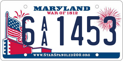 MD license plate 6AA1453