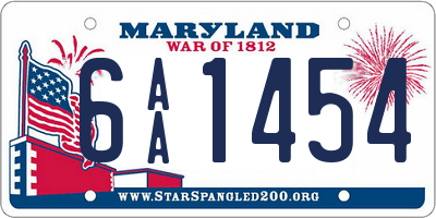MD license plate 6AA1454