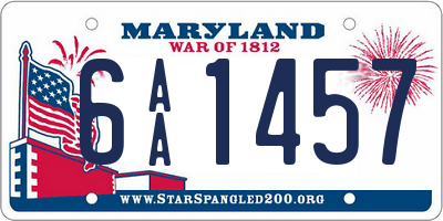 MD license plate 6AA1457