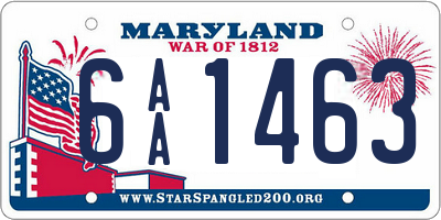 MD license plate 6AA1463