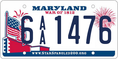 MD license plate 6AA1476