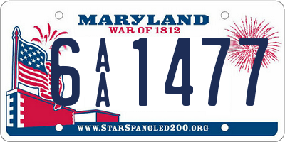 MD license plate 6AA1477