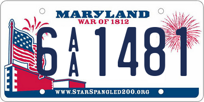 MD license plate 6AA1481