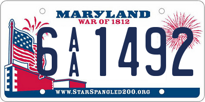 MD license plate 6AA1492