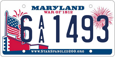 MD license plate 6AA1493