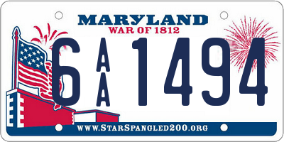 MD license plate 6AA1494