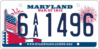 MD license plate 6AA1496