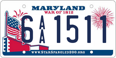MD license plate 6AA1511