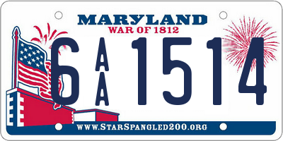 MD license plate 6AA1514