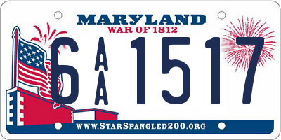 MD license plate 6AA1517