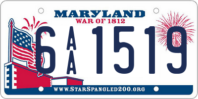 MD license plate 6AA1519