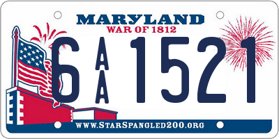 MD license plate 6AA1521