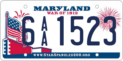 MD license plate 6AA1523