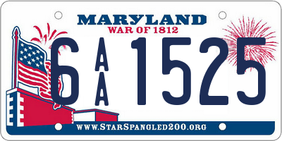 MD license plate 6AA1525