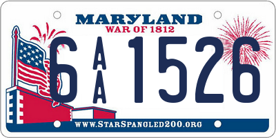 MD license plate 6AA1526