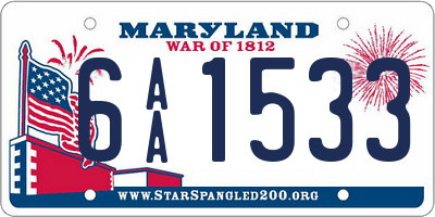 MD license plate 6AA1533