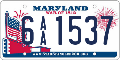 MD license plate 6AA1537