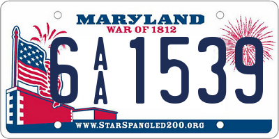 MD license plate 6AA1539