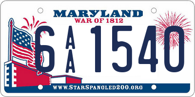 MD license plate 6AA1540