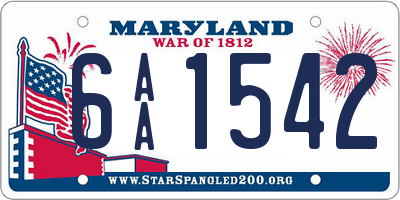 MD license plate 6AA1542