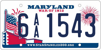 MD license plate 6AA1543