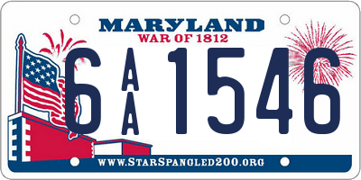 MD license plate 6AA1546