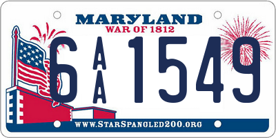 MD license plate 6AA1549