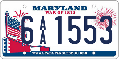 MD license plate 6AA1553