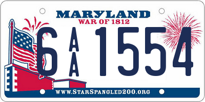 MD license plate 6AA1554