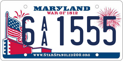 MD license plate 6AA1555